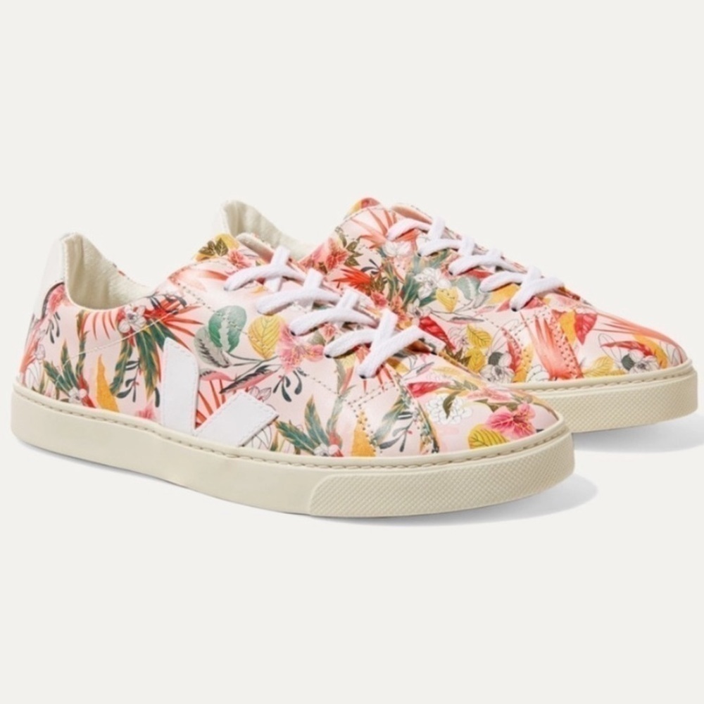 Veja Esplar Floral Print Low Top Leather Sneakers Size EU 39 Women